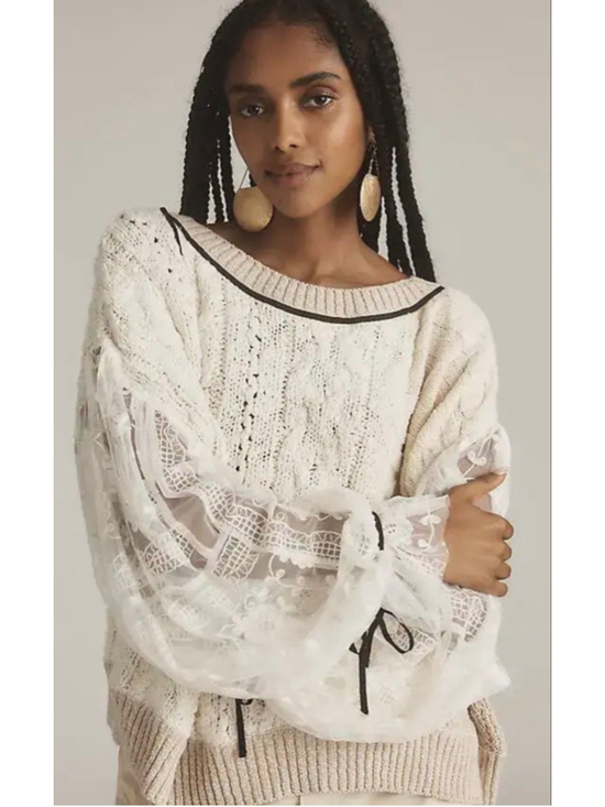 Anthropologie Sweaters - By Anthropologie Lace Cable Twofer Sweater